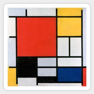 Composition with Red, Yellow, Blue, and Black by Mondrian Sticker